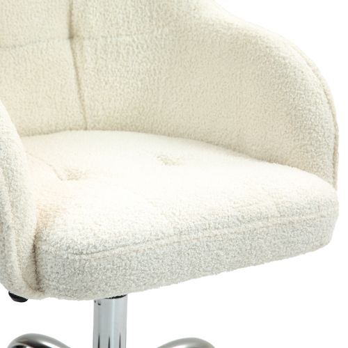 HOMCOM Fluffy Vanity Chair for Desk, with Height Adjustable, Wheels