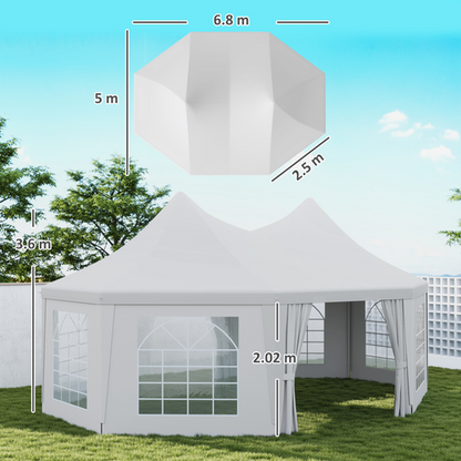 Outsunny 6.8 x 5m Garden Octagonal Gazebo Party Wedding Tent Heavy Duty Marquee