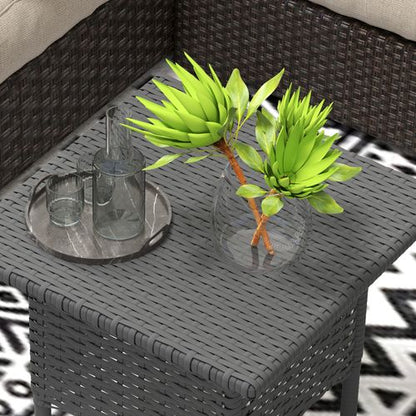 Outsunny PE Rattan Outdoor Coffee Table, Easy Match Rattan Side Table, Grey