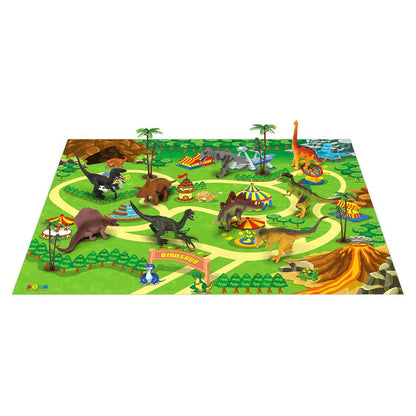 SOKA Dinosaur Toy Figure Set with Activity Play Mat Playmat & Trees For Kids Children - Realistic Dinosaur Toys Educational Playset for Boys & Girls Including T-Rex, Triceratops, Velociraptor