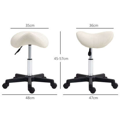 HOMCOM Saddle Stool Adjustable Rolling Salon Chair for Massage Spa Beauty White