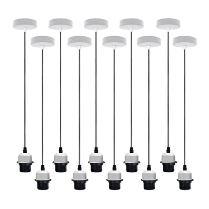10 Pack Industrial White Pendant Light, Lampshade Addable E27 Lamp Holder Light,