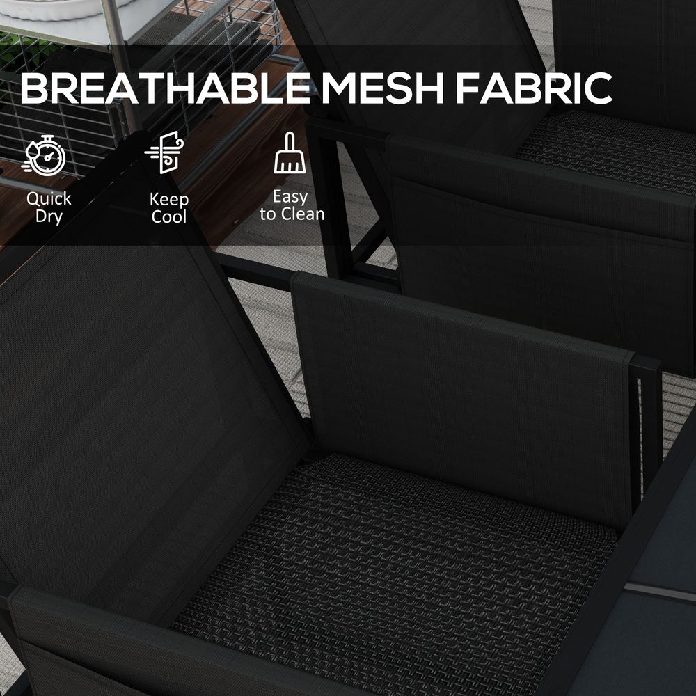 Outsunny Garden Furniture Set: 4 Seater Table & Chairs, Adjustable Backrest