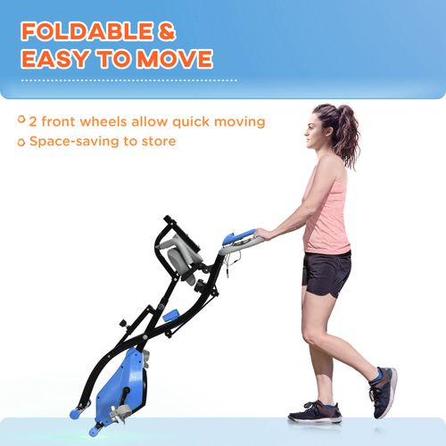 HOMCOM 2-In-1 Folding Exercise Bike with 8-Level Magnetic Resistance