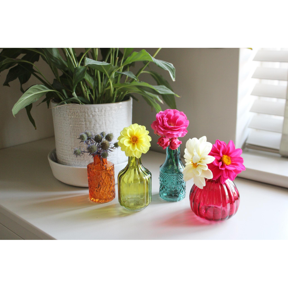 Premium Boho Posy Vase Bottles - Set of 4 | High-quality Glass | Stunning Décor