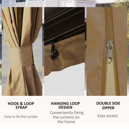 Outsunny 3 x 4m Hardtop Gazebo Aluminium Garden Pavilion Brown