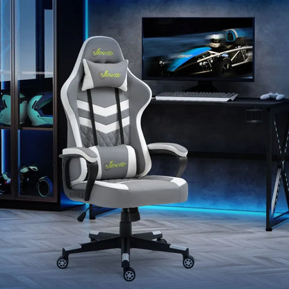 Vinsetto Revolutionary Racing Gaming Chair: Lumbar Support, Headrest, Grey White
