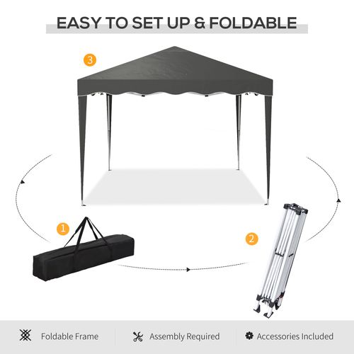 Outsunny 3x3(m) Pop Up Gazebo Marquee Tent for Garden w/ Carry Bag Grey