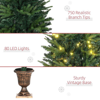 1.2m 4ft Christmas Tree Entrance  750 Tips  Pre-lit Tree 80 LED with Vase Base