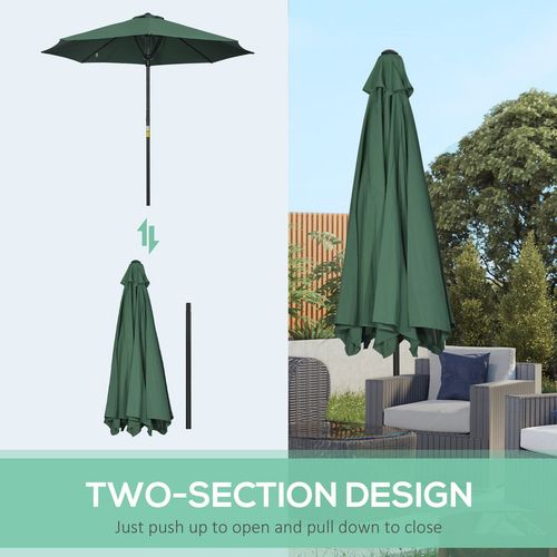 Outsunny Outdoor Market Table Parasol Umbrella Sun Shade with 8 Ribs, Green