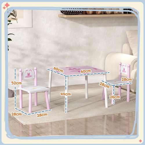 AIYAPLAY Princess Design Toddler Table and 2 Chairs Set, for Playroom