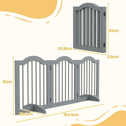 PawHut Freestanding Pet Gate Barrier 3 Pannel w/ Support Feet