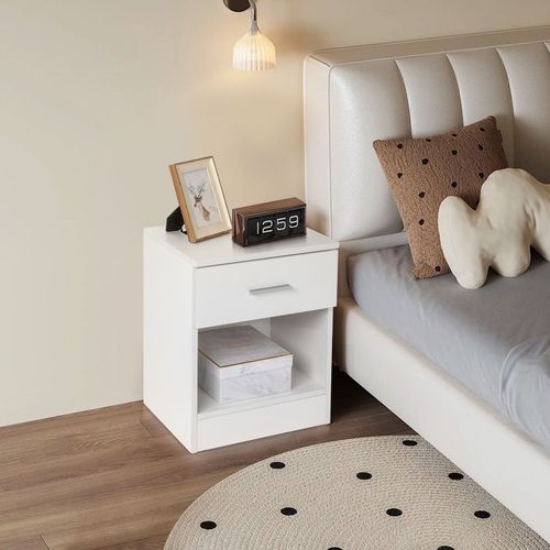 2-Tier Nightstand Bedside Cabinet End Table for Bedroom Home Office White