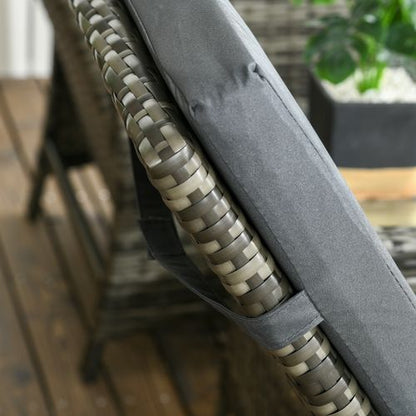 Outsunny 3 Pieces Rattan Bistro Set w/ Adjustable Backrest - Mix-Grey