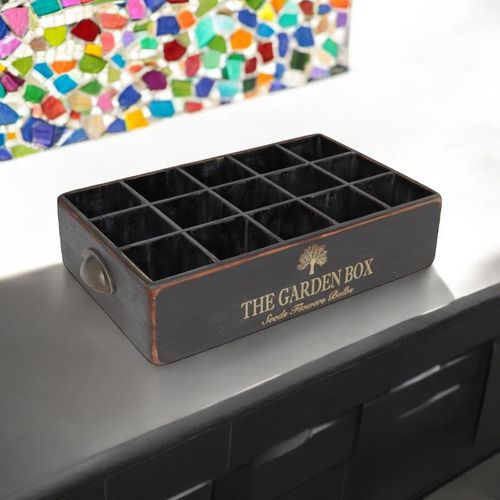 40CM BLACK WOODEN 15 BOTTLE WINE HOLDER