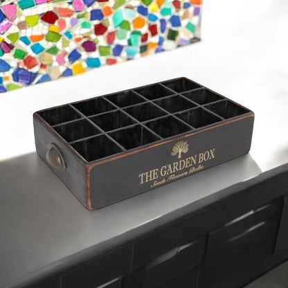 40CM BLACK WOODEN 15 BOTTLE WINE HOLDER