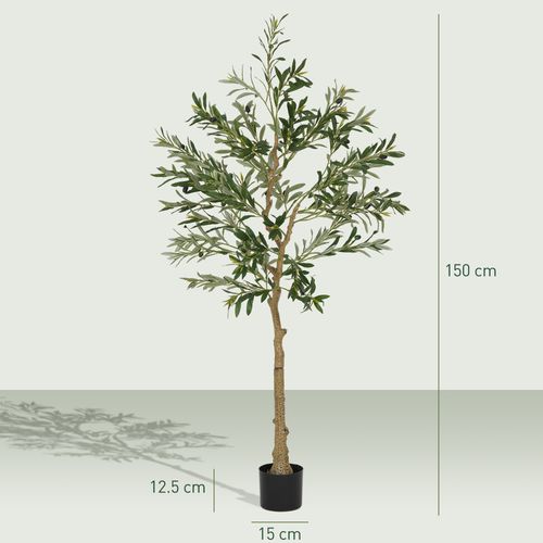 HOMCOM Indoor Artificial Plant, Faux Potted Silk Olive Tree, 150cm