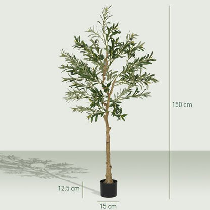 HOMCOM Indoor Artificial Plant, Faux Potted Silk Olive Tree, 150cm