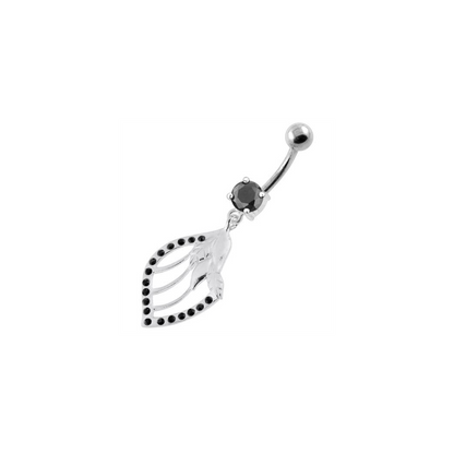 Jeweled Floral Shell 925 Sterling Silver Navel Bar