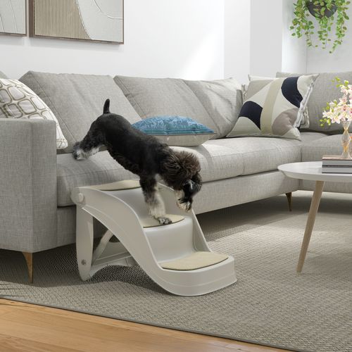 PawHut Foldable Pet Stairs 3 Steps with Non-slip Mats for Small Dogs