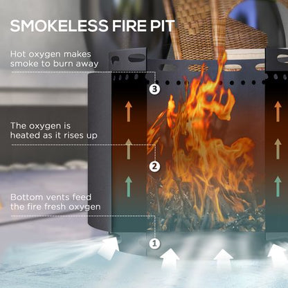 Outsunny 48.5cm Smokeless Wood Burning Firepit Metal Fire Pit, Black