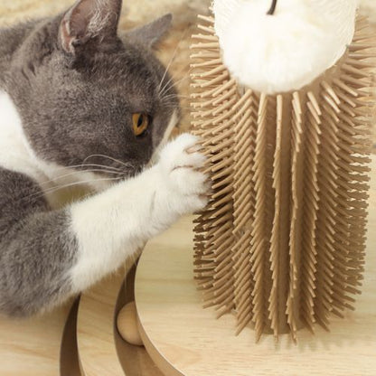 PawHut 49cm Cat Scratching Post with Interactive Track Ball Toy for Indoor