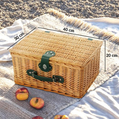 Outsunny Wicker Picnic Basket for 2 w/ Insulated Cooler Bag, Light Brown
