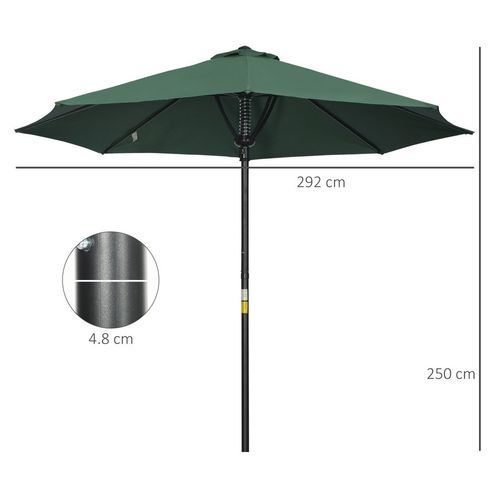 Outsunny Outdoor Market Table Parasol Umbrella Sun Shade with 8 Ribs, Green