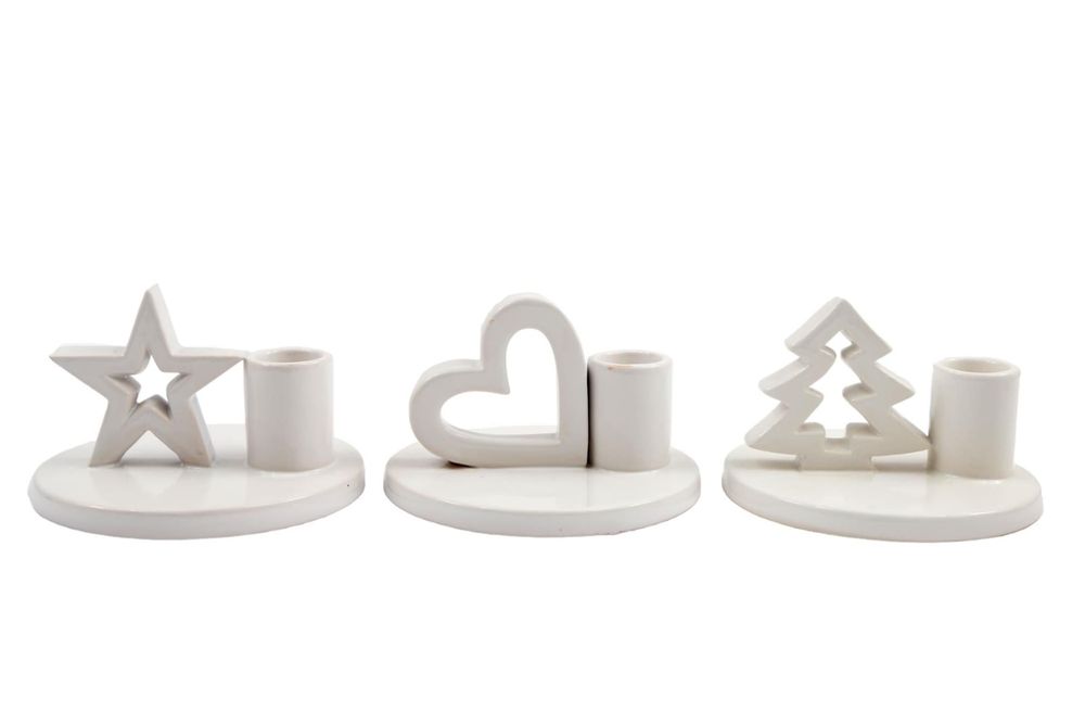 Exquisite Porcelain Dinner Candle Holders - Set of 3