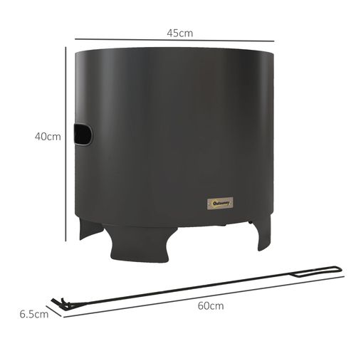 Outsunny Fire Pit, Round Metal Bonfire Stove with Poker, Black
