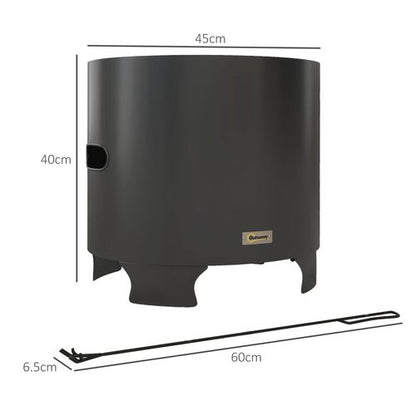 Outsunny Fire Pit, Round Metal Bonfire Stove with Poker, Black