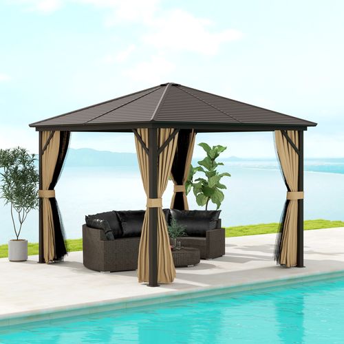 Outsunny 3x3(m) Hardtop Gazebo Outdoor Shelter with Aluminium Frame