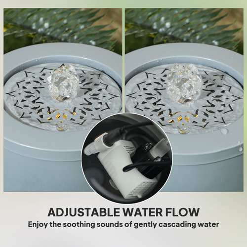 Outsunny Outdoor Waterfall Fountain Water Feature with LED, Light Grey
