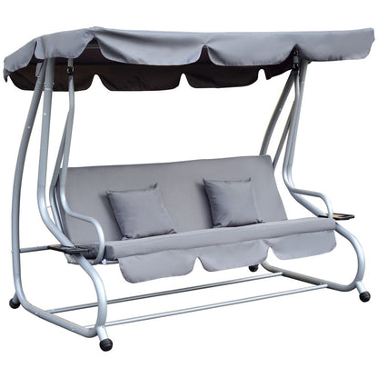 Luxury Hammock Swing Chair Bench with Free Pillows - Grey, Adjustable, Durable Metal Frame for Relaxation and Comfort
