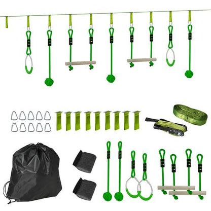 AIYAPLAY 3 Piece Kids Zip Line Kit for Garden, 10m Length, Up to 50kg