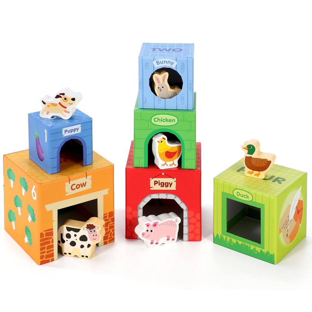 SOKA Stacking Cubes-6 Friends in Farm 0000269