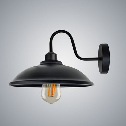 Vintage Black Wall Light Fixture, E27 Base, Dimmable, Retro Swan Neck Shade - High Quality, 3-Year Warranty