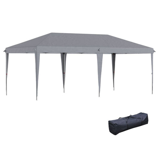 Outsunny 3 x 6 m Pop Up Gazebo, Foldable Canopy Tent, Height Adjustable Wedding Awning Canopy w/Carrying Bag, Grey