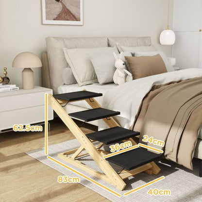 PawHut Dog Steps Dog Ramp, 3-Step Adjustable Height Pet Stairs for Medium Dogs