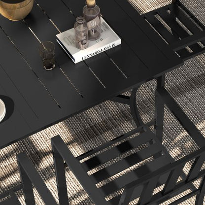 Outsunny 7 Pieces Patio Dining Set with Umbrella Hole, for Poolside, Garden