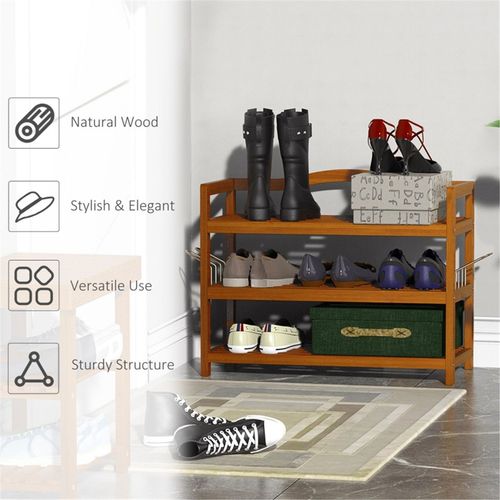 Shoe Rack for home, office, the hallway, coat cupboard, bedroom Teak Acacia Wood 74L x 26W x 62H cm