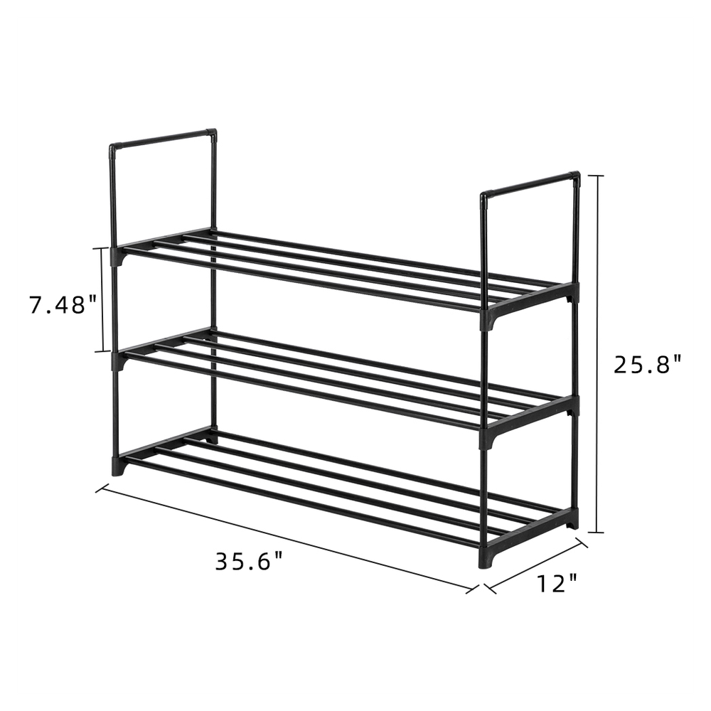3 Tiers Shoe Rack Shoe Tower Shelf Storage Organizer For Bedroom, Entryway, Hallway, and Closet Black Color