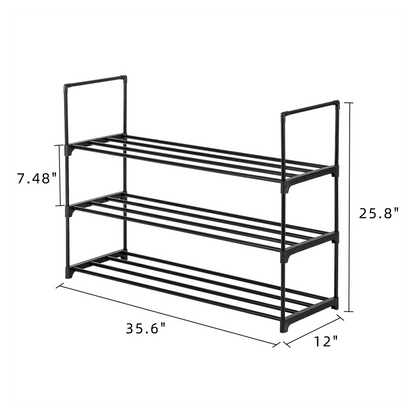 3 Tiers Shoe Rack Shoe Tower Shelf Storage Organizer For Bedroom, Entryway, Hallway, and Closet Black Color