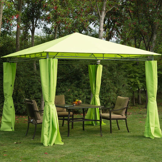 Garden Metal Gazebo Party Tent Canopy Shelter Pavilion Sidewalls-Lemon Green