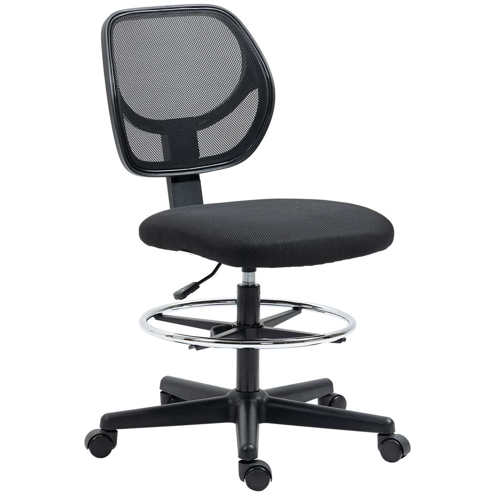 High-Quality Vinsetto Adjustable Draughtsman Chair with Footrest - Black