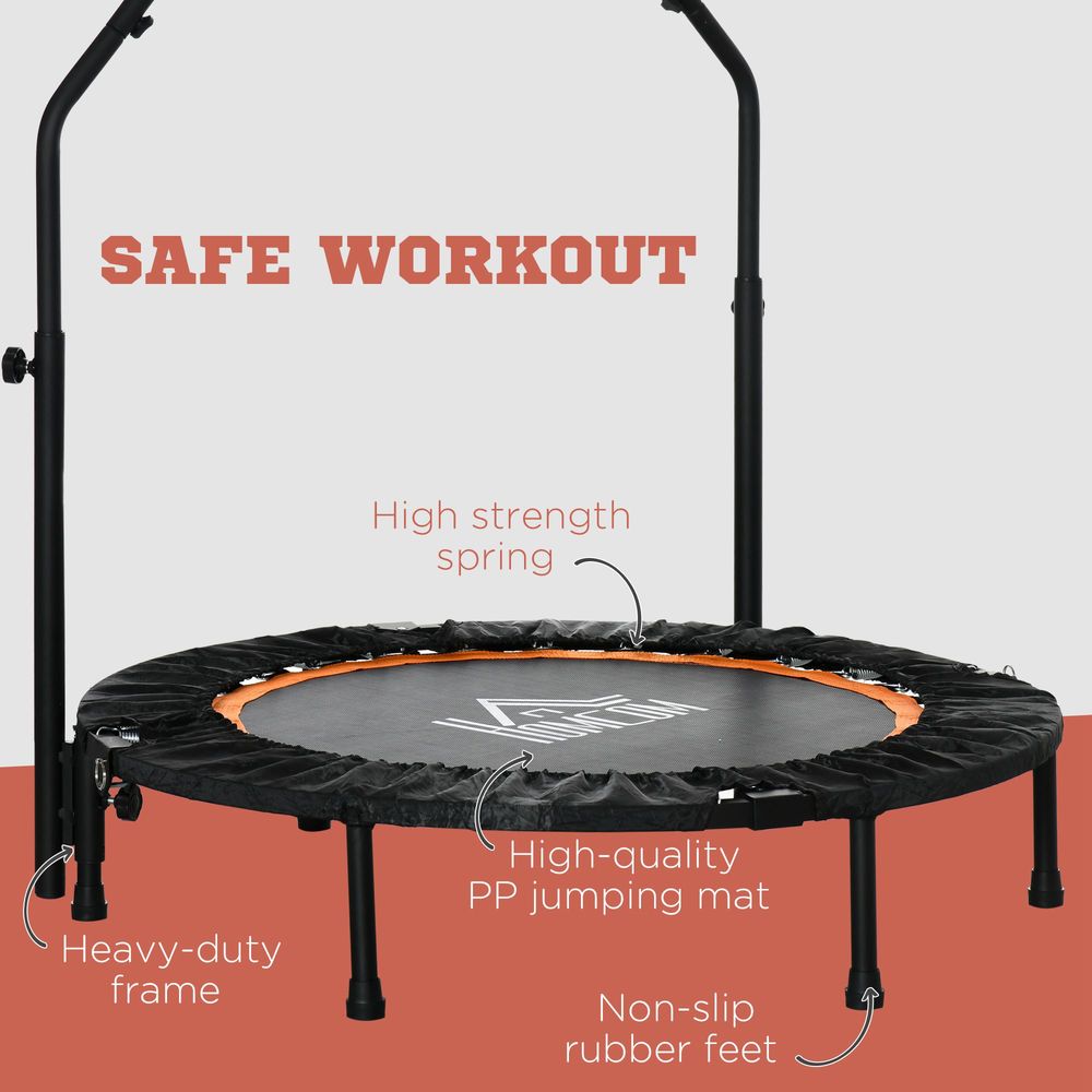 Premium Steel Frame Foldable Trampoline w/ Adjustable Handle - 40" Mini Rebounder - HOMCOM