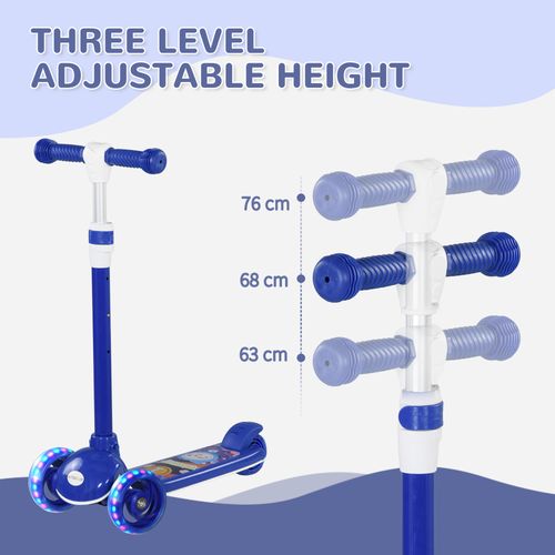 AIYAPLAY Kids 3 Wheel Scooter for 2-6 Years Old w/ Adjustable Height, Blue
