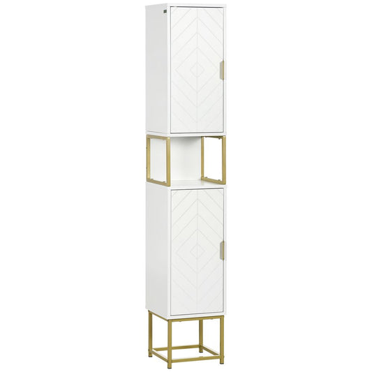 kleankin Freestanding Bathroom Cabinet Linen Towel w/ Adjustable Shelf, 2 Doors