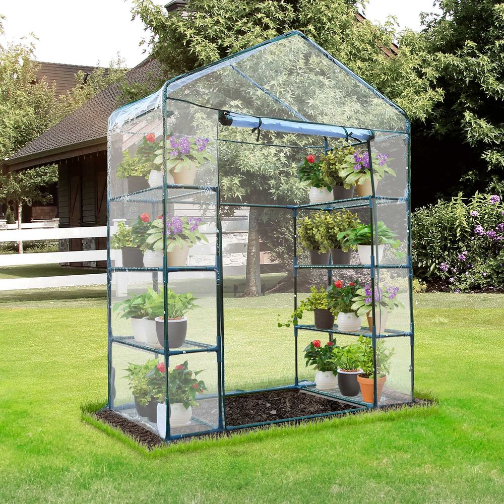 High-Quality 4-Tier Portable Greenhouse: Sturdy Metal Frame, 8 Shelves for Easy Plant Placement, Ideal for All Your Growing Needs
