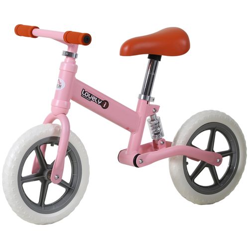 HOMCOM 12" Kids Balance Bike No Pedal Bicycle EVA Tire Adjustable Seat Toddler Training Bike W/Shock Absorber 2-5 Years Gift for Boys Girls Pink